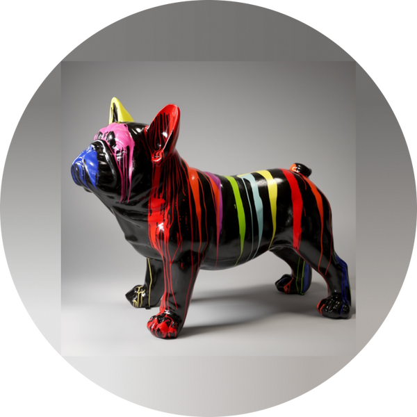 ART pop Hond xxl France bulldog multicolore wit of zwart  160 x 200 cm