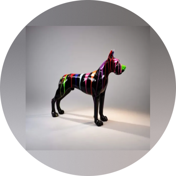 DHC61 Hond Deense dog  staand multicolor   120 x 100 cm