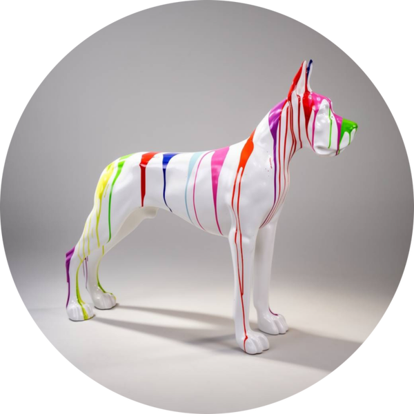 DHC61 Hond Deense dog staand zwart of wit  multicolor   120 x 100 cm