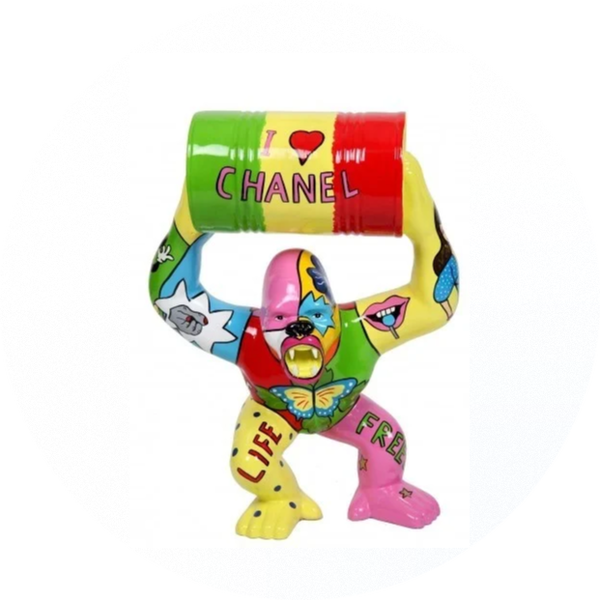 Pop ART Gorilla aap jungle met ton multidecor polyester résine  70 cm
