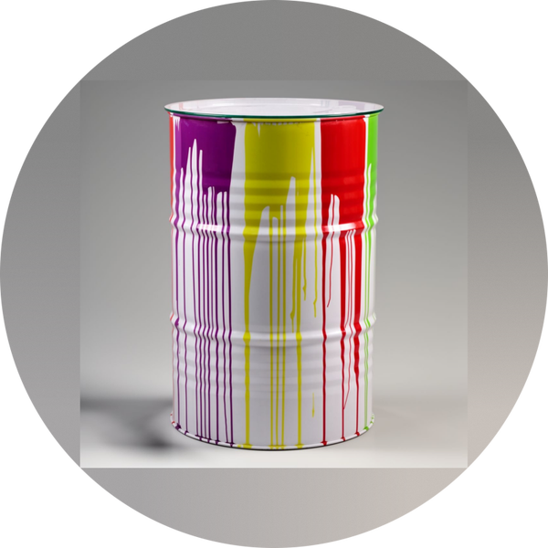 ART pop vat tafel pilaar ton métaal met  wit  multicolor drop  120 cm