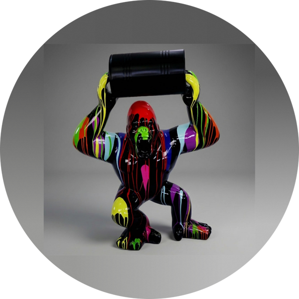 ART pop Gorilla aap met ton multicolor zwart  140 cm