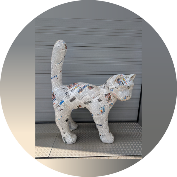 Art pop Parijse Kat super groot kranten laminaat  200 cm
