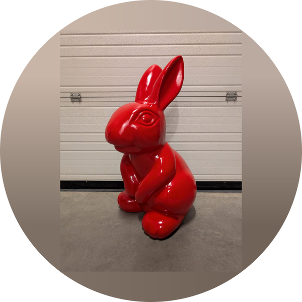 konijn zit polyester résine rood 85 cm
