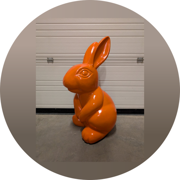 konijn zit polyester résine kleur Orange 85 cm