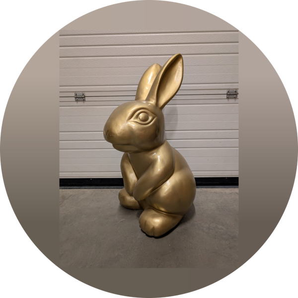 konijn zit polyester résine kleur Goud 85 cm