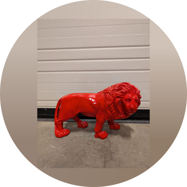 Leeuw lopend rood zwart wit 40 cm