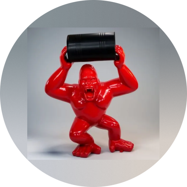 Gorilla aap rood met zwarte ton 140 cm