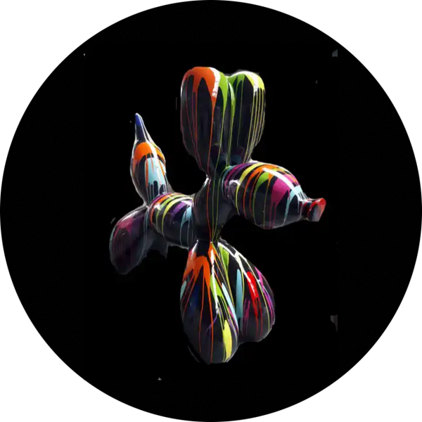 ART pop ballon hond zwart of wit  multicolore drop 180  x 220 x 90 cm