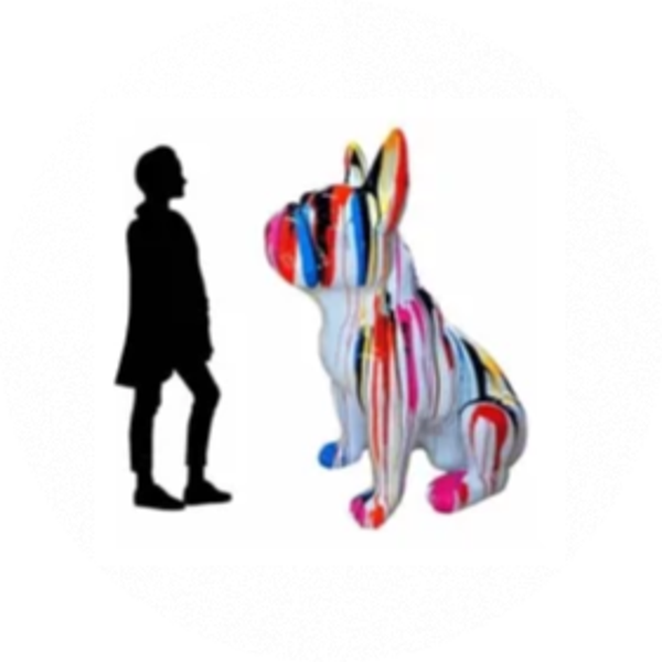 ART pop  Hond France bulldog zit wit of zwart multicolore polyester 250 cm