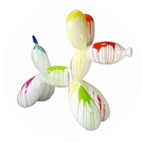 ART pop ballon hond zwart of wit  multicolore drop 180  x 220 x 90 cm
