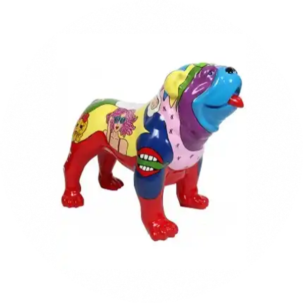 ART pop Hond Engelse bulldog  multiDécor polyester résine 60 x 90 cm