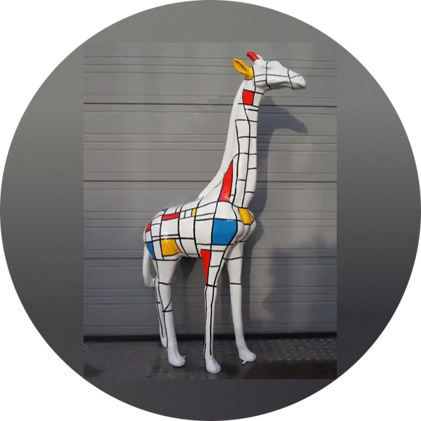 ART pop Giraffe wit mondriaan  multicolor laminaat  220 cm