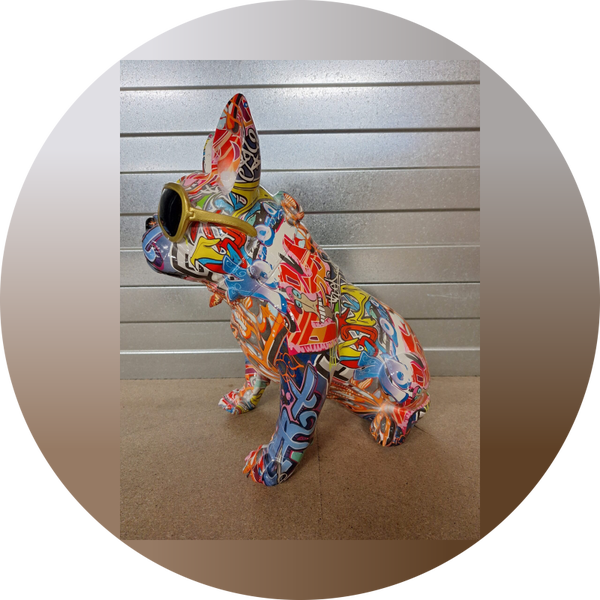 Graffiti Franse Buldog Zit Bril  22x21x13 cm Verp 4