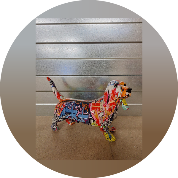 Graffiti pop art tekkel hond 21 x 31 x 12cm VERP 6