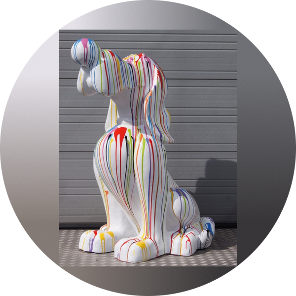 ART pop cartoon hond multicolore polyester résine  165cm