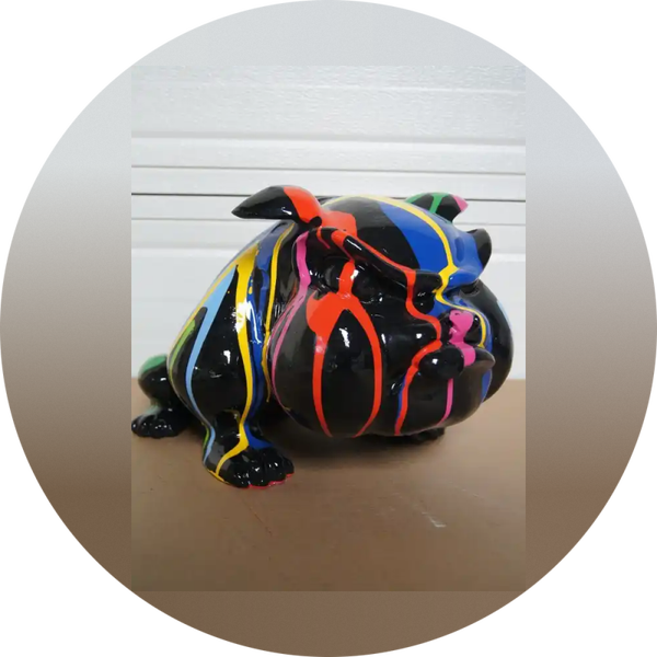 ART pop hond Engelse bulldog wit multicolor drop polyester 40 cm