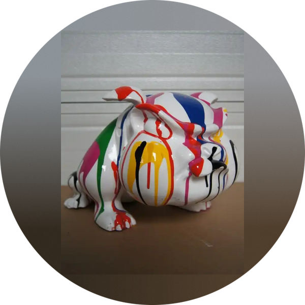 ART pop hond Engelse bulldog wit multicolor drop polyester 40 cm