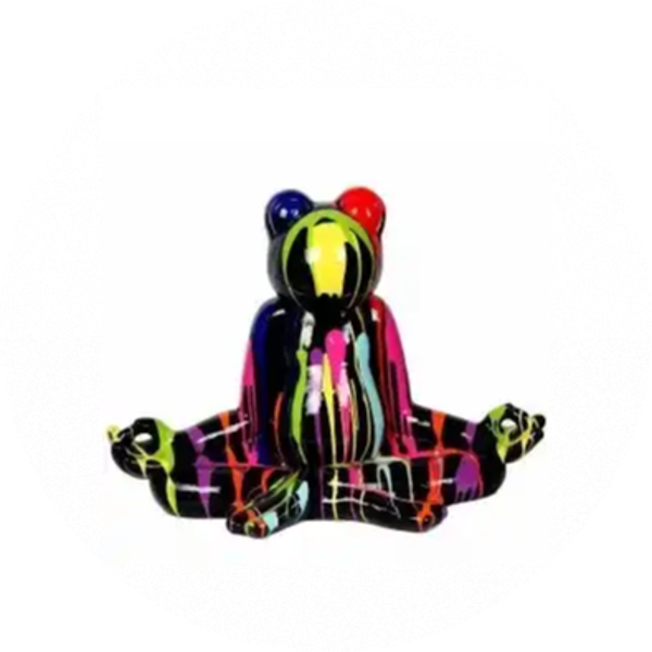 ART pop Mediterende kikker zwart multicolor drop polyester résine 75 cm