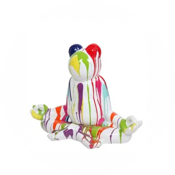 ART pop Mediterende kikker wit multicolor drop polyester résine 75 cm
