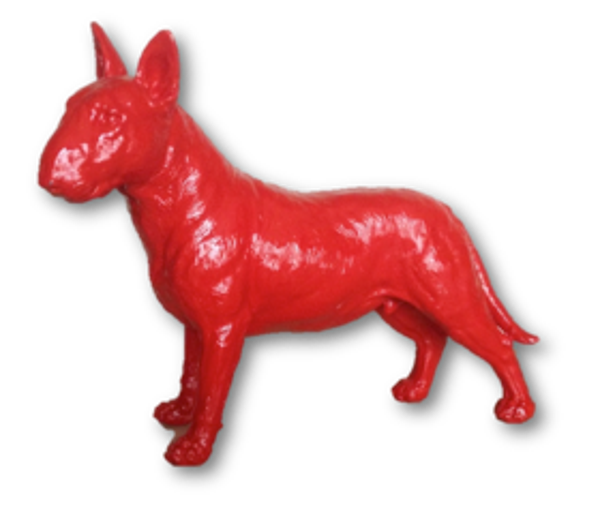 ART POP Hond bulterriër rood polyester résine wit 115 cm