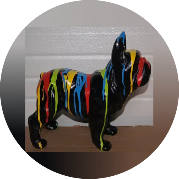 ART pop France bulldog Hond wit of zwart multicolor drop 30 x 50 cm