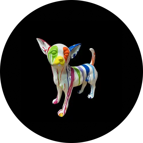 ART pop Chiwawa hond zwart of wit druip  60 x 50 cm