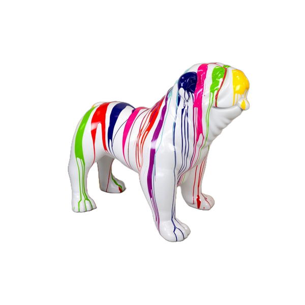 ART pop Hond Engelse bulldog wit of zwart  Multicolor drop 60 x 90 cm