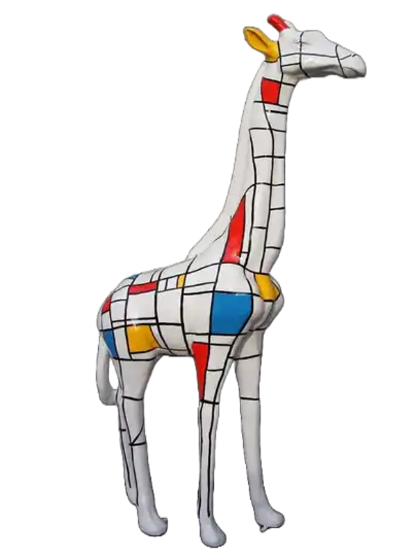 ART pop Giraffe wit mondriaan  multicolor laminaat  220 cm