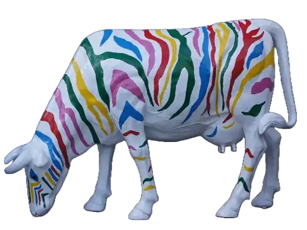 ART pop koe levensgroot grazend polyester  multicolore 220 cm