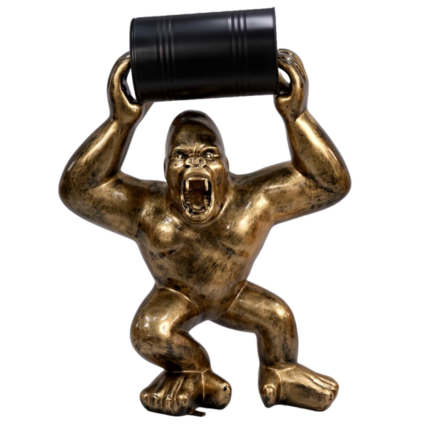Art pop Gorilla aap met ton antiek brons  met ton  140 cm