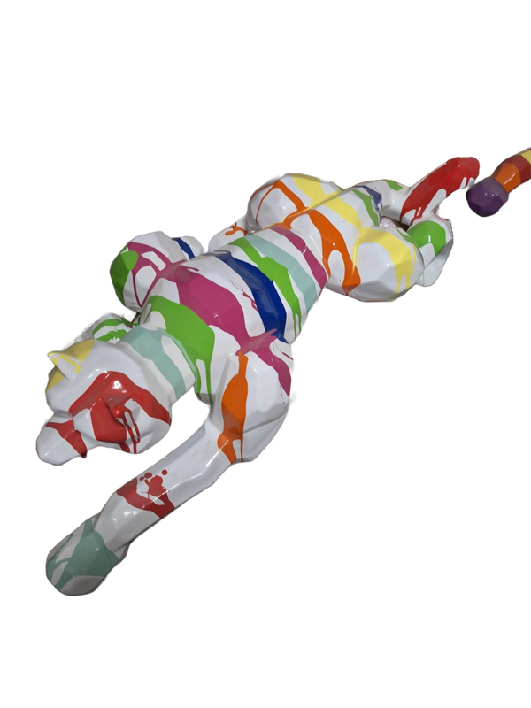 sluipende panther origami rood zwart wit  110 cm