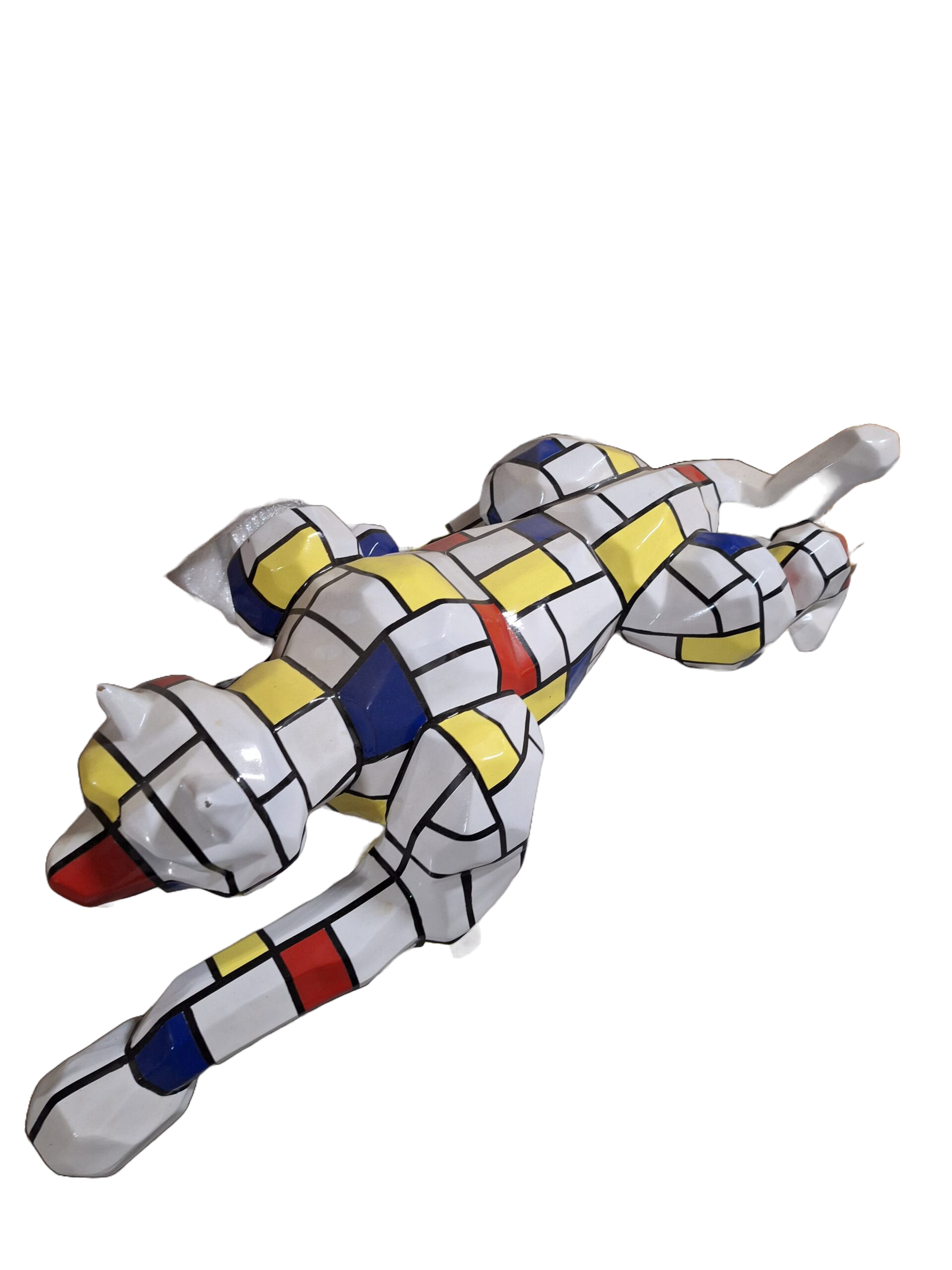 ART pop sluipende cartoon panther origami Mondriaan  110 cm