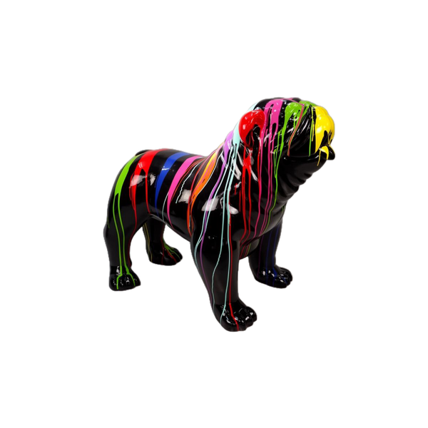 ART pop France bulldog hond zwart  multicolor drop polyester résine 60 x 90 cm