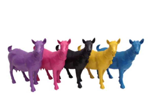 ART pop Geit  met halsband polyester résine multicolor 50 CM