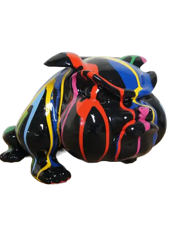ART pop hond Engelse bulldog wit multicolor zeebra polyester 40 cm