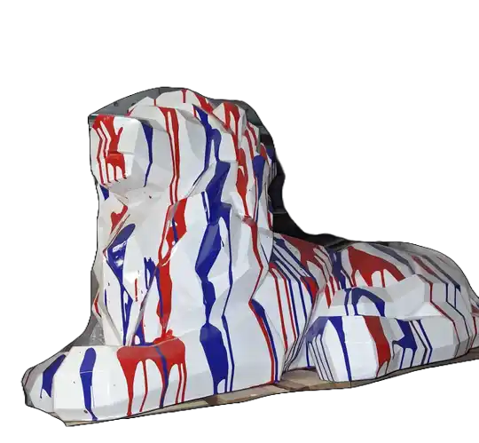 ART pop leeuw origami wit druip multicolore polyester 90 cm