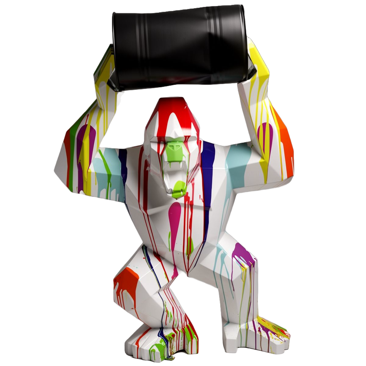 ART pop Gorilla  multicolor drop met metalen vat 250 cm