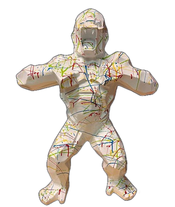 ART pop Gorilla origami wit multicolor splach 85 CM