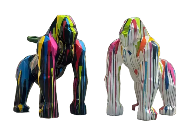 Art pop  gorilla aap origami wit of zwart  multicolor  50 CM