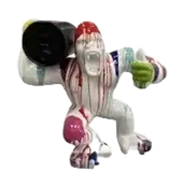 DAPT110 jungle   Agresive Gorilla aap wit of zwart multicolor  polyester résine  110 cm