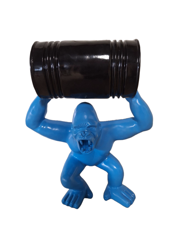 ART pop BLAUWE AGRESIVE GORILLA AAP MET TON  65 CM
