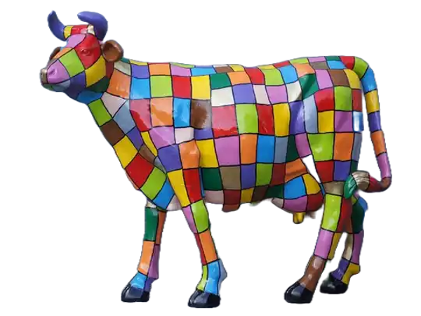 koe levensgroot polyester résine blok multicolore 220 cm