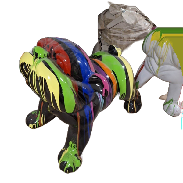 DHC81C Hond Engelse bulldog zwart extra glad polyester résine  60 x 90 cm