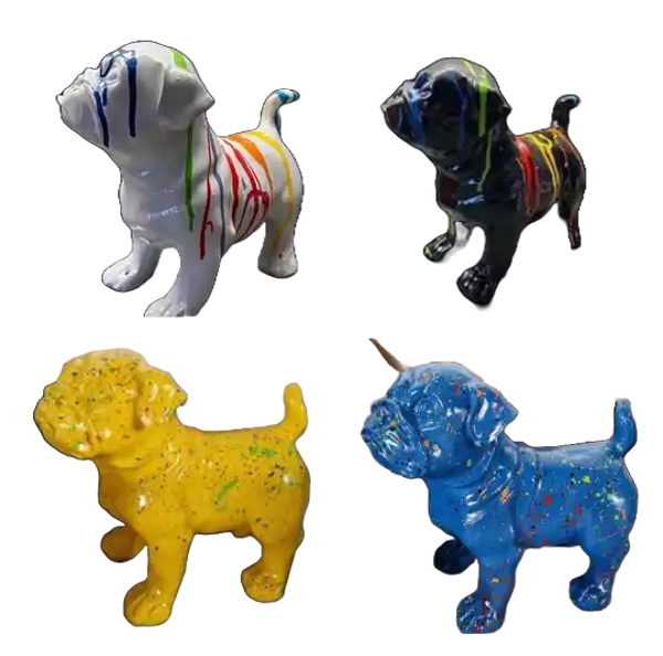 Mops hondje staand splash  diverse kleur 25cm