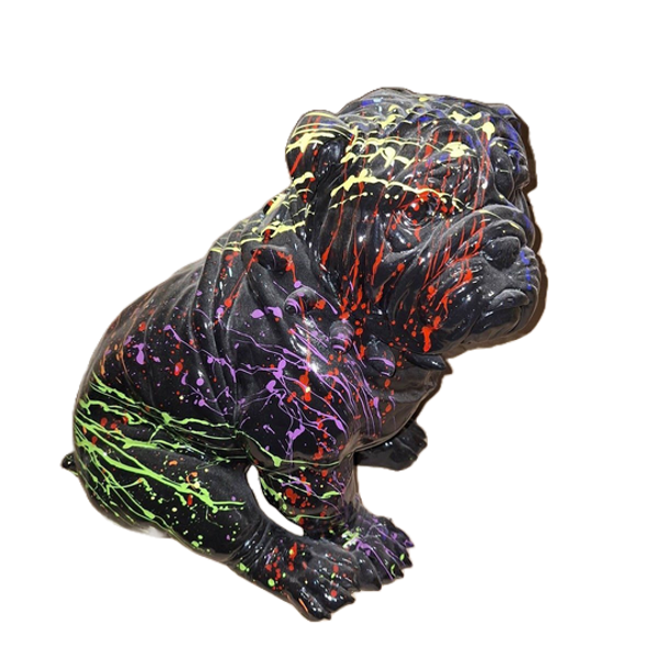 Mops hondje zit splash multicolor  ass kleur 30 cm verp 2/6