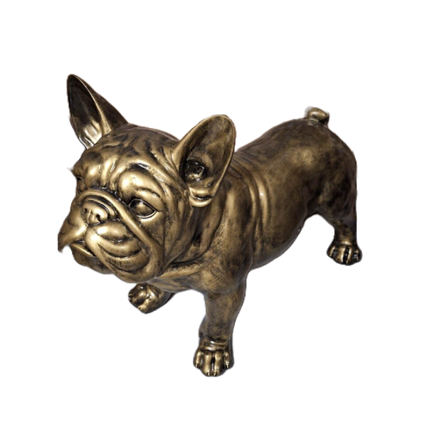 France buldog hond antiek goud 60 x 90 cm