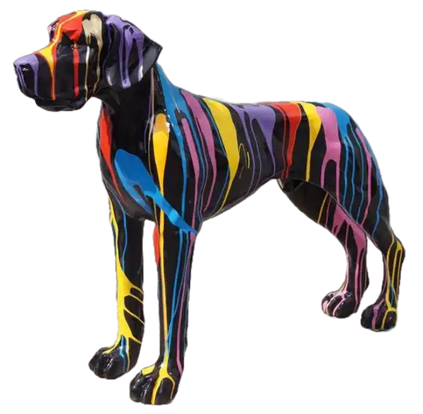 ART pop Jacht hond zwart multicolor drop polyester résine 100 x 120 cm