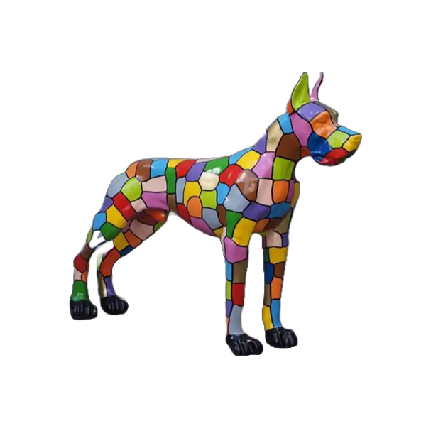 ART pop Hond bocser polyester résine multicolore Streep 100x120 cm