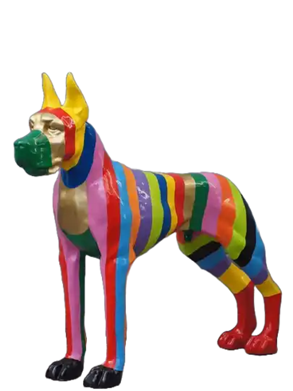 ART pop Hond deense dog multicolor streep polyester résine 125 cm
